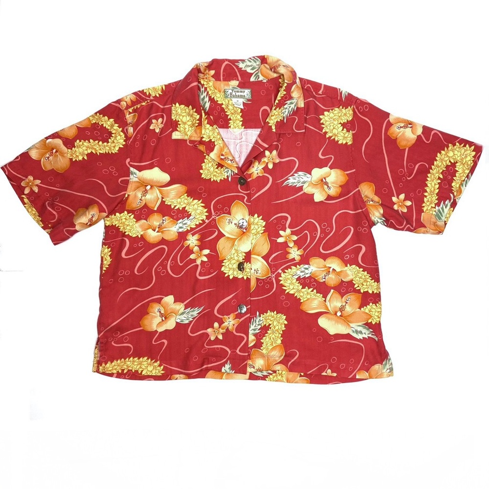 Tommy Bahama Silk Hawaiian Floral Top Size Medium